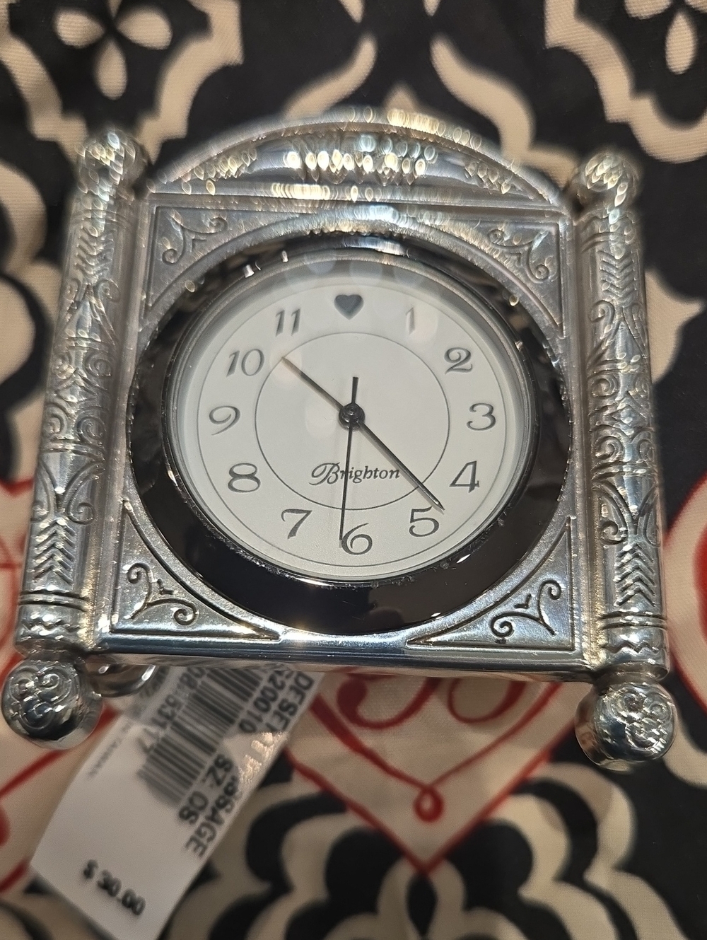 Brighton Silver Ornate Table Clock